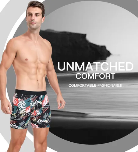 Vista 2 de Calzoncillos tipo bóxer para hombre, de viscosa de bambú, suave, cómodo, paquete múltiple