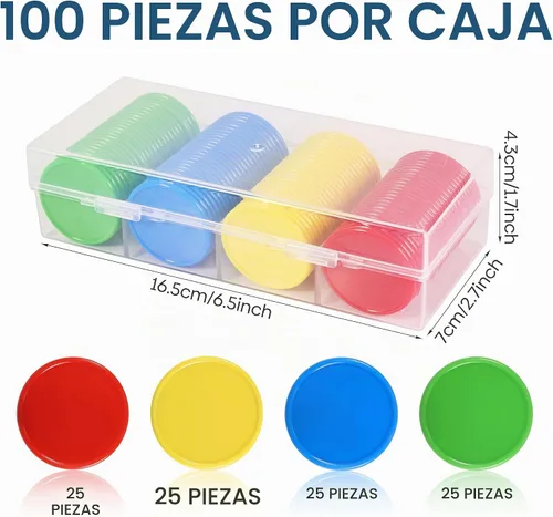 Vista 4 de Fichas de póquer plásticas de 1,45 pulgadas para fichas de juego Fichas de juego de cartas de póquer a granel