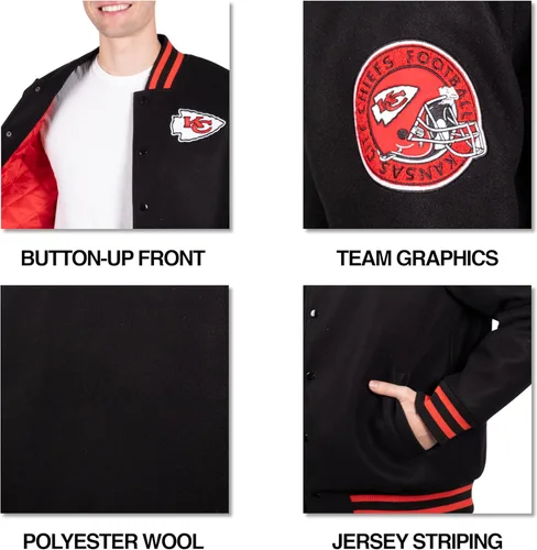 Vista 5 de Ultra Game Men's NFL Official Classic Varsity Coaches Jacket Coat