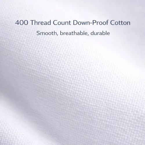 Vista 4 de East Coast Bedding Almohada de plumón 100% blanca, sin plumas, fabricada en Estados Unidos, potencia de relleno de 600, carcasa de algodón de 400