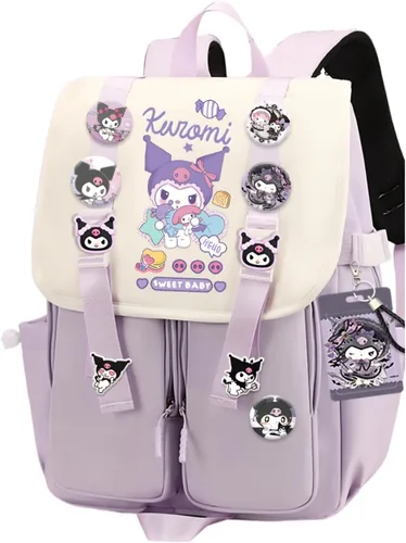 Vista 19 de Mochila Vivixilan Kawaii, Resistente al Agua y Transpirable con Múltiples Bolsillos, Adecuada para Viajes y como Regalo de Cumpleaños, Morado-04