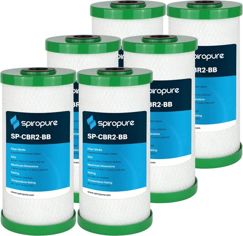 Vista 24 de SpiroPure SP-CBR2-5 Cartucho de filtro de agua de bloque de carbono con carcasa de coco certificado NSF de 5x2.5 0.5 micrones CBC-5 155169-43