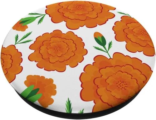 Vista 2 de Marigold - PopSockets intercambiables con diseño decorativo sin costuras, color naranja