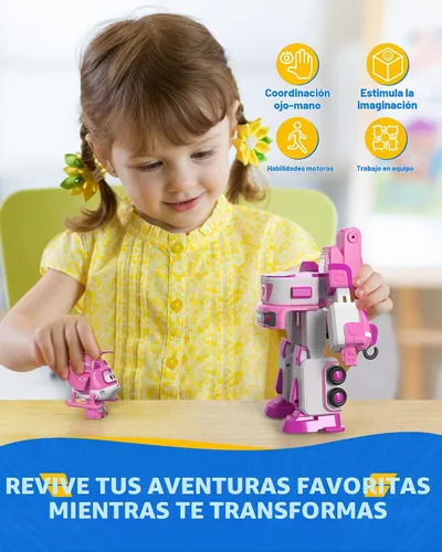 Vista 7 de Super Wings - Remolque de rescate de Dizzy's de 7 pies con mini figura rosa de Transform-a-Bot de 2 pies, juego de vehículos de juguete de avión