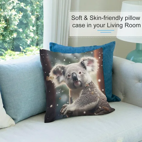 Vista 8 de Fundas de almohada cuadradas de 12 x 12 pulgadas, Koala, Navidad, nieve, invierno, animales, sofá, fundas de cojín Koala australianas