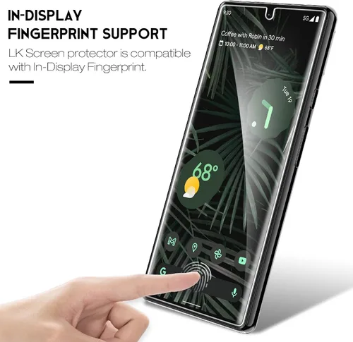 Vista 5 de LK Protector de pantalla de TPU flexible diseñado para Google Pixel 6 Pro (no de vidrio) + 2 protectores de lente de cámara de vidrio templado