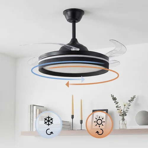 Vista 12 de Ventilador de Techo con Luz LED, 4 Aspas Retráctiles y Mando a Distancia InnovaGoods