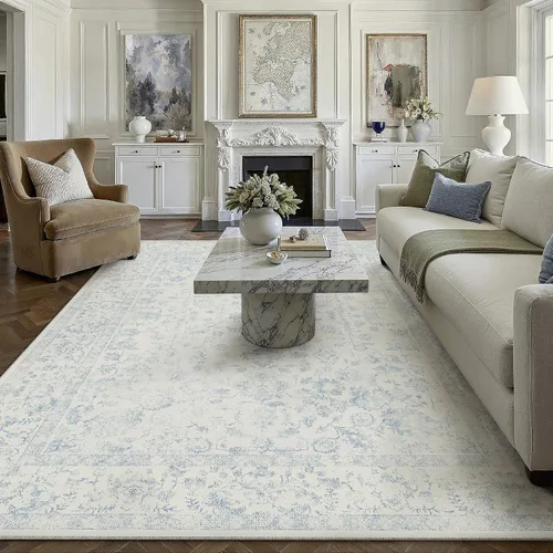 Vista 109 de PureCozy Alfombra de área beige de 2 x 3 pulgadas, lavable, vintage, pequeña, para entrada, cocina, suave, retro, floral, de pelo bajo, tapete