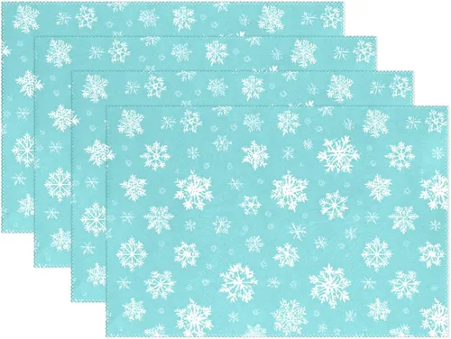 Vista 18 de Juego de 4 manteles individuales con diseño de árbol de Navidad, diseño de árbol de Navidad, resistentes al calor, manteles individuales lavables