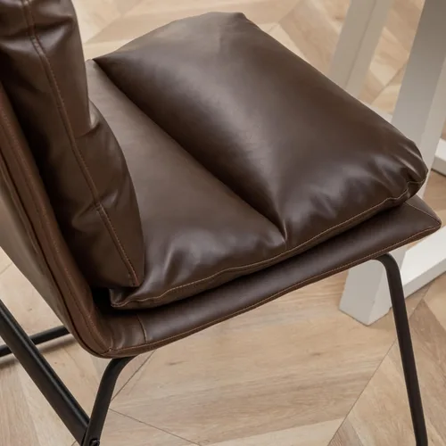 Vista 8 de Roundhill Furniture Milos - Juego de 2 sillas de comedor tapizadas contemporáneas, color marrón antiguo