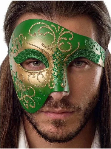 Vista 20 de Máscara de mascarada para hombre, máscara del fantasma de la ópera, máscara de baile de graduación, Mardi Gras, Haloween veneciano, media cara
