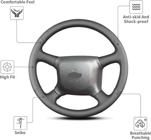 Vista 4 de Funda de volante cosida a mano, apta para Chevy Astro Silverado 1999/Suburban 2000/Blazer S-10 2001/Avalanche Blazer 2002/Kodiak 2005, funda