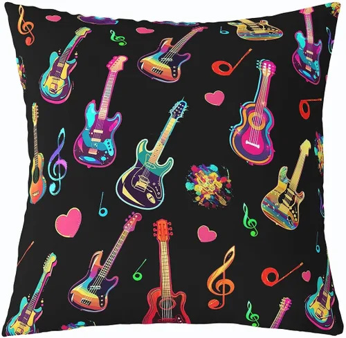 Vista 24 de Castle Fairy Cowboy Boots Throw Pillow Cover 16"x16" Bohemia Musical Guitar Pillowcase Western Rustic Cowgirl Reversible Print Cushion Cover Music