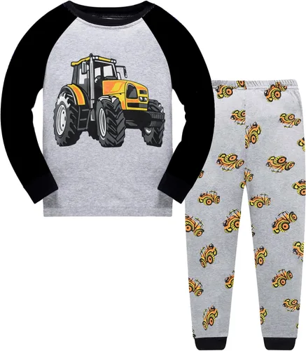 Vista 9 de Little Hand Pijamas de algodón para niños pequeños, conjunto de pijamas de manga larga para excavadora 1 # Camión monstruo