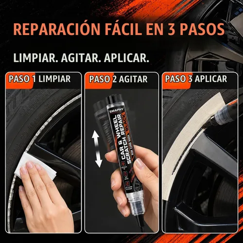 Vista 5 de Kit de reparación de arañazos de rueda, bolígrafo de pintura de Brillo negro