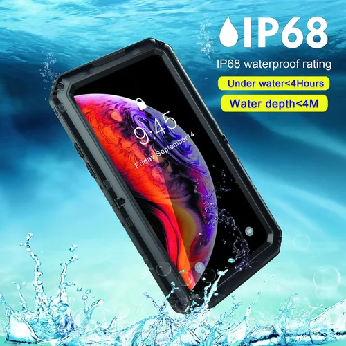 Vista 2 de Amever - Funda impermeable para iPhone Xs Max, de metal de aluminio resistente con pantalla integrada, protección de cuerpo completo, a prueba