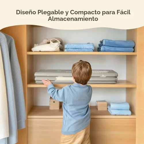 Vista 6 de Mallify Tapete de juego plegable, tapete de juego reversible para bebé con refuerzo de bordes, no tóxico e impermeable para el suelo, tapete