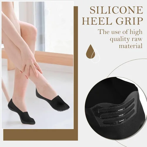 Vista 5 de 10 Pairs No Show Socks Women Men Low Cut Liner Socks Ice Silk Socks Nonslip Liner Socks Invisible Socks Thin Socks
