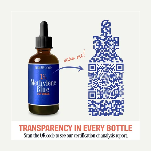 Vista 4 de Azul de metileno 1% Líquido – 10 mg por 1 mL Porción – 2.0 fl oz (2.03 fl oz) – Aproximadamente 60 porciones por botella (paquete de 3) – Probado