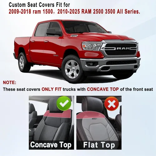 Vista 4 de Huidasource Fundas de asiento delantero para Dodge Ram 1500, 2 fundas de cojín de asiento de cuero impermeables, ajuste personalizado para Ram 1500