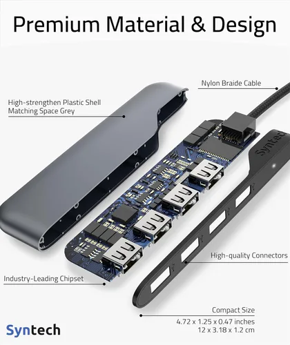 Vista 7 de Syntech Hub USB C a USB 4 puertos, concentrador tipo C a USB 3.0 con adaptador USB C a USB 2.0, Thunderbolt 3 a USB Hub, compatible con iPhone