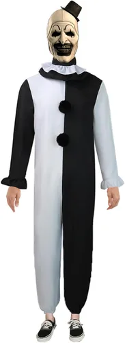 Vista 7 de Art the Clown Cosplay Terrifiers 2 Costume Adult Outfits Killer Clown Jumpsuit with Mask Halloween Dress up Fullset