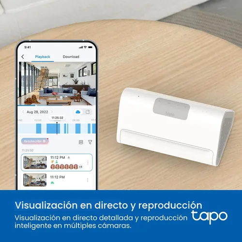 Vista 8 de Tapo Concentrador central de hogar inteligente para dispositivos inteligentes: conecta hasta 16 nuestras cámaras y 64 sensores Sub-G, almacenamiento