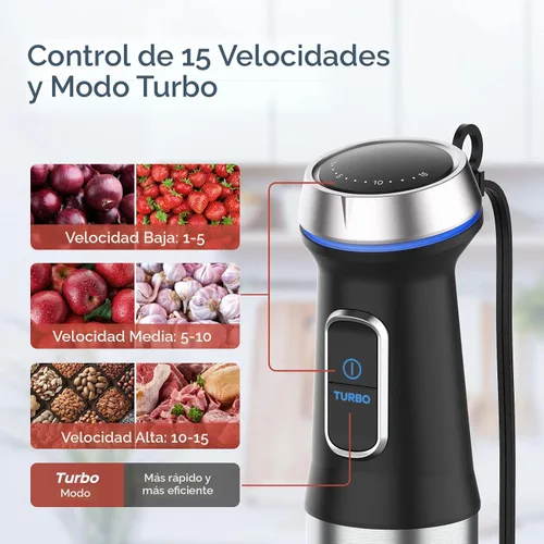 Vista 4 de Ganiza - Licuadora de inmersión de mano con cable 8 en 1 Max 1000W