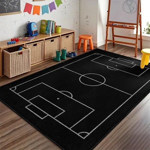 Vista 35 de Alfombra de fútbol americano, 3 x 4 pies, lavable de gran tamaño, ilustraciones 3D, con textura de cuero de fútbol, con cordones, alfombras