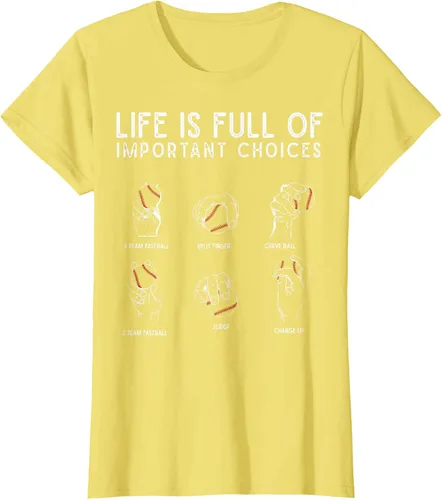 Vista 44 de Tipos de béisbol Pitches Life Choices Jugador Camiseta
