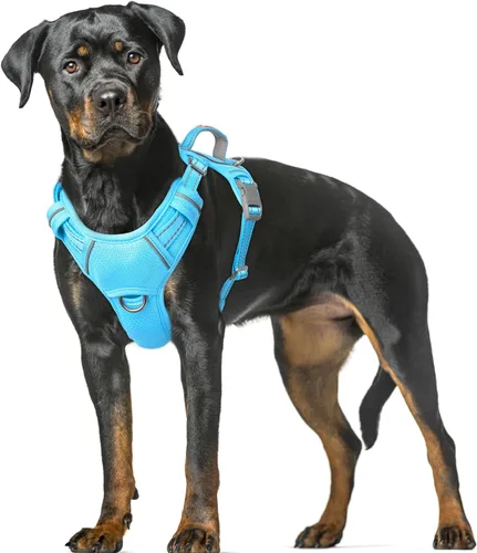 Vista 24 de BARKBAY Arnés para Perro Sin Tirones Talla Grande Arnés Reflectante para Perro con Clip Frontal y Asa de Control Fácil para Caminar Entrenar Correr