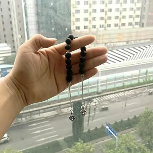 Vista 5 de Pulsera Tasbih con cuentas de lava turca de piedra volcánica natural cuentas de 0315in