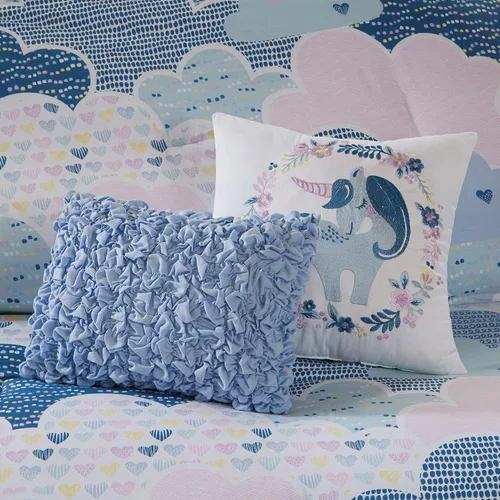 Vista 9 de Intelligent Design Edredón para niños, vibrante, divertido y juguetón con estampado de unicornio alternativo para todas las estaciones, juego