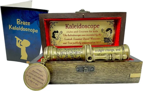 Vista 10 de Caleidoscopio de latón hecho a mano con memoria del tiempo a la próxima generación de aspecto vintage, caleidoscopios mágicos, colección educativa