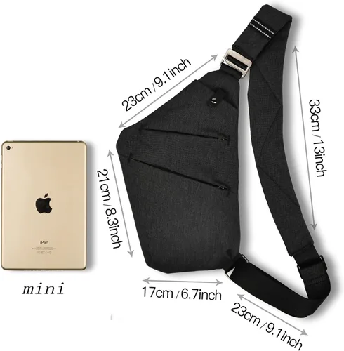 Vista 2 de BROADREAM Bolso bandolera para hombres y mujeres, bolso cruzado ligero para hombres, mochila antirrobo para bicicleta deportiva