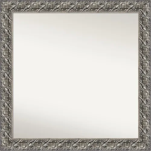 Vista 372 de Amanti Art Espejo de baño plateado para sobre fregadero, 26 x 26 pulgadas, espejo cuadrado de níquel pulido, marco de madera tradicional mediano, se
