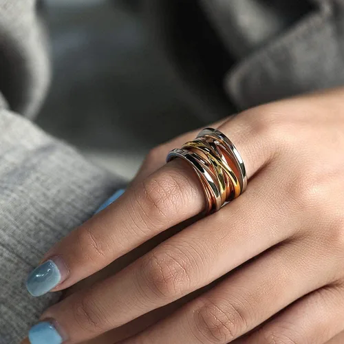 Vista 3 de CIUNOFOR Anillo de cruz de 0.539 in para mujer, anillo de compromiso chapado en oro rosa, plata, oro, grabado personalizado