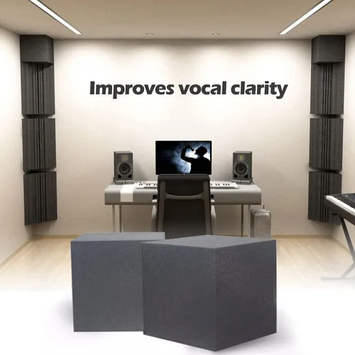 Vista 5 de Trampa para graves de 7.8 x 7.8 x 7.8 pulgadas, esquinas de espuma acústica para bajos, paneles acústicos absorbentes de sonido