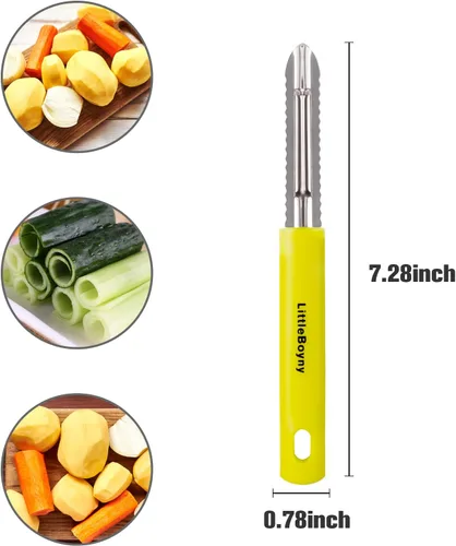 Vista 7 de Pelador de verduras y frutas ideal para frutas verduras como zanahorias y patatas puede quitar las escalas mango ergonómico para mayor seguridad