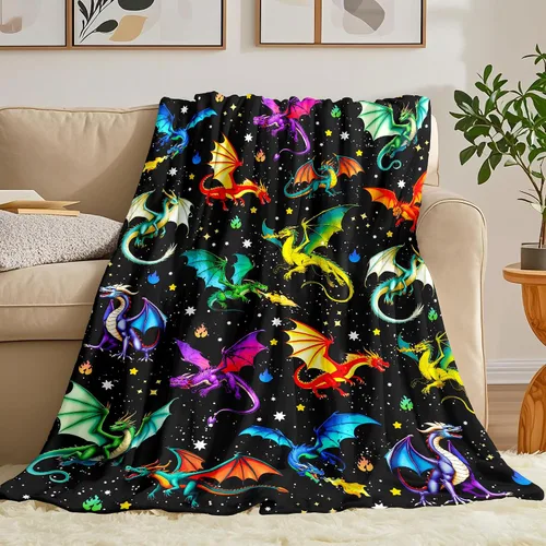 Vista 2 de Manta de dragón de franela suave para regalar a los amantes del dragón, para niños, niñas, mujeres y adultos, 50 x 40 pulgadas