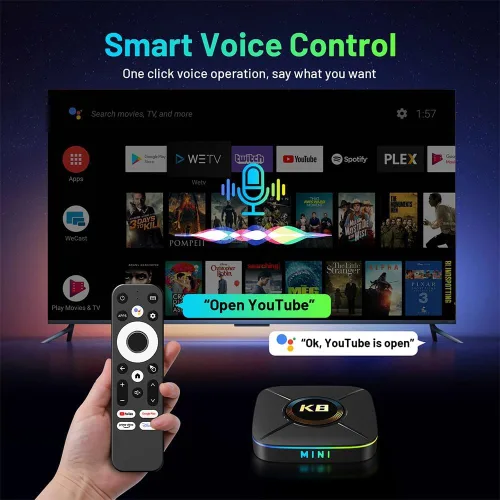 Vista 5 de Android 14,0 TV Box RK3518 Quad Core 2GB RAM 32GB ROM 4K, WiFi dual 6, BT5.0