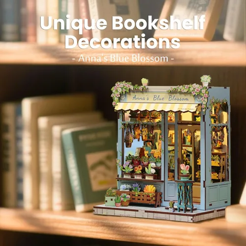 Vista 3 de Kit de Rincón de Libro - Kit de Casa de Muñecas en Miniatura DIY Scene para Adultos, Rompecabezas 3D de Estantería 255 Piezas, Modelo de Casa