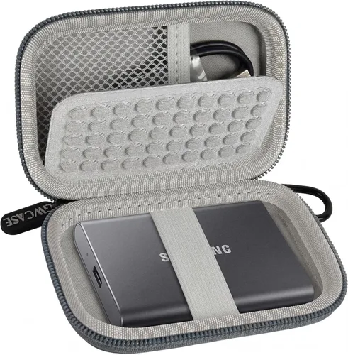 Vista 10 de GWCASE - Funda para Samsung T9/T7/T7 Shield SSD, antigolpes, color negro Anti-Shock Bubble Lining; Elastic Band + Carabiner; Mesh Pocket for