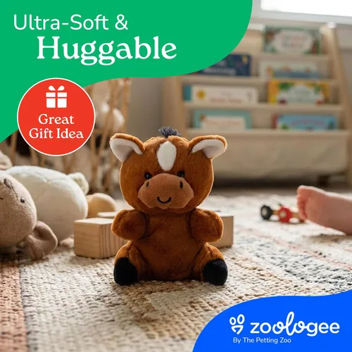 Vista 8 de The Petting Zoo Peluche de caballo de peluche, regalos para niños, animales de vida silvestre Nuggetz, juguete de peluche de caballo marrón, 6
