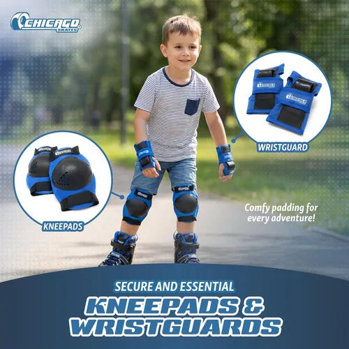 Vista 4 de Chicago Inline Training Roller Skates with Protective Gear for Kids – Durable, Top Performance Roller Blades - Wrist Guards, Kneepads & Backpack