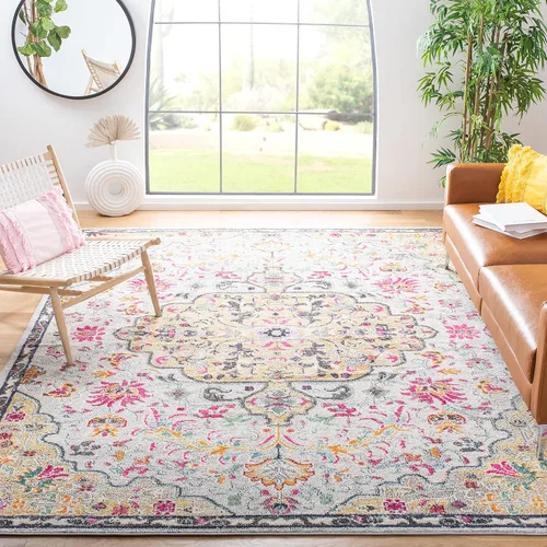 Vista 26 de SAFAVIEH Colección Madison MAD447B - Tapete bohemio con medallón antiguo y elegante, no desprende pelusa, para la sala, dormitorio, comedor