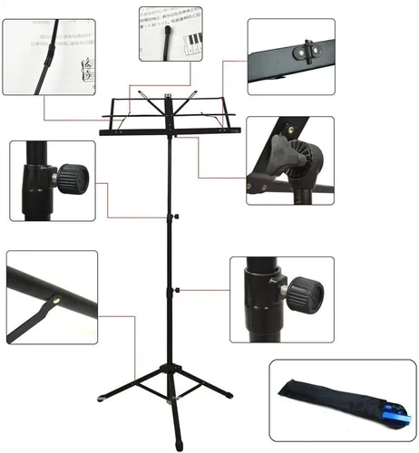 Vista 6 de Tangpan Soporte de música plegable ajustable con bolsa de transporte Color Negro