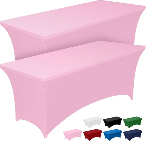 Vista 27 de Pureegg - Juego de 2 manteles de elastano ajustables de 1,2 m para mesas rectangulares, mantel elástico y sin arrugas para mesa de masajes, fiestas
