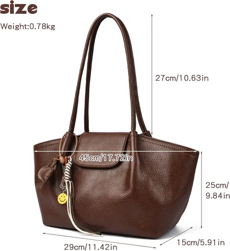 Vista 3 de Travistar Bolso de mano para mujer - Veagn - Bolso de hombro de cuero con asa superior, bolso de trabajo hobo de otoño 2025 con bonito colgante