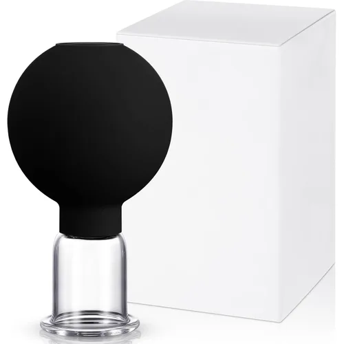 Vista 17 de Nuanchu Taza de ventosas faciales de vidrio, taza de silicona para masaje, succión al vacío, para cuerpo, cara, pierna, brazo, espalda, hombro, Negro